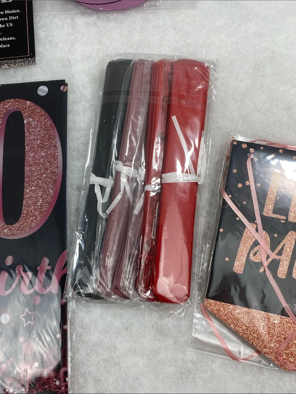 50th Birthday Party Supplies Set - Rose Gold and Black